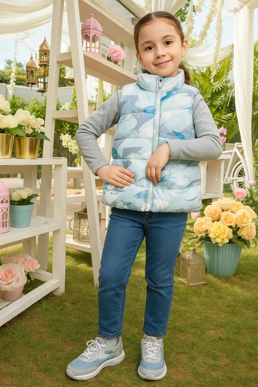Girls Sleeveless Ocean Puffer jacket 1-6 Years